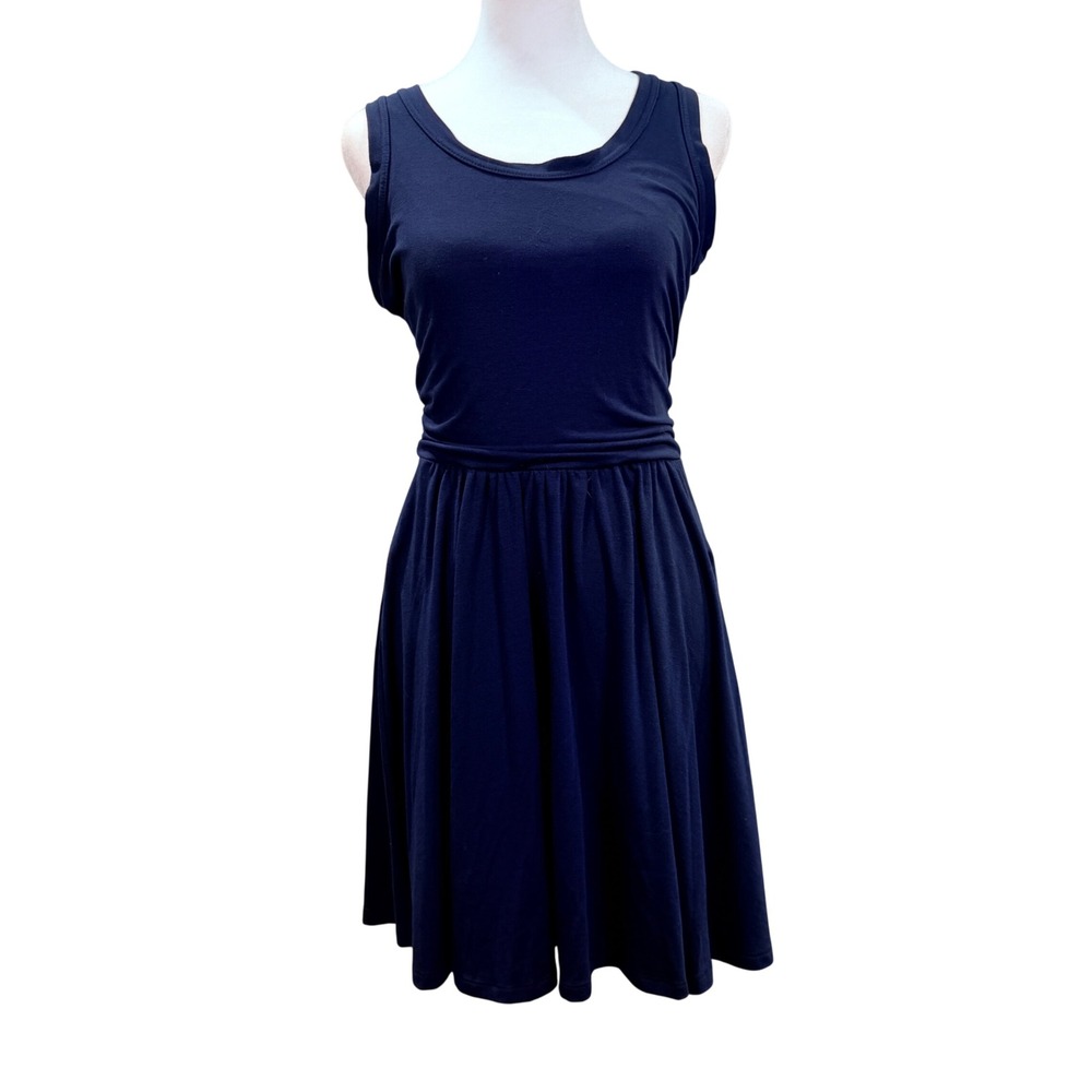 Old Navy Dress Fit & Flare Sleeveless Jersey Small Petite Navy Blue Casual